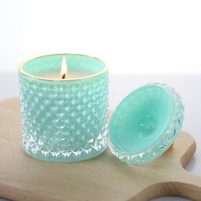 China European Style Luxury Scented Candles With Lid Soda Lime Glass Lead Free Scented Candle In Glass Jar for sale