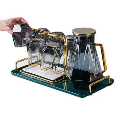 China Nordic Viable Lightweight Luxury Living Room Beverage Kettle Glass Tea Cup Set Family Cup Water Cup Set for sale