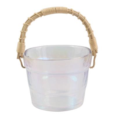 China Sustainable Japanese bamboo mini rattan three color fruit basket household glass ice bucket for sale