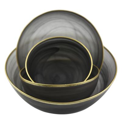 China Viable New Design European Style Dinner Bowl Food Marble Glass Bowl For Restaurant Kitchen for sale