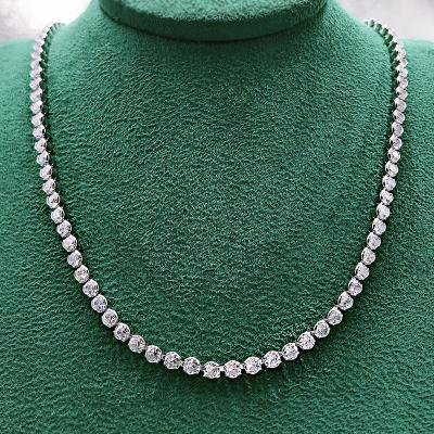 China 2021 New CLASSIC S925 Sterling Silver Full Diamond Necklace Set Diamond Chain 5A Zircon Jewelry Lady for sale