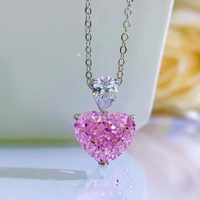 China New Love S925 Fashion Trend Necklace Clavicle Chain 5A Romantic Silvery Zircon Pendant Factory Direct Sales for sale