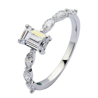 China Beautiful S925 Sterling Silver Ring Square High carbon Diamond Wedding Ring of fashion light luxury TRENDY for sale