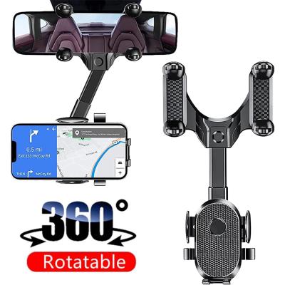 China 360 Degree Adjustable Multi-Function Rotatable Auto Mirror Mount Phone Car Seat Clip Bracket Mobile Phone Hanging Holder For Car for sale