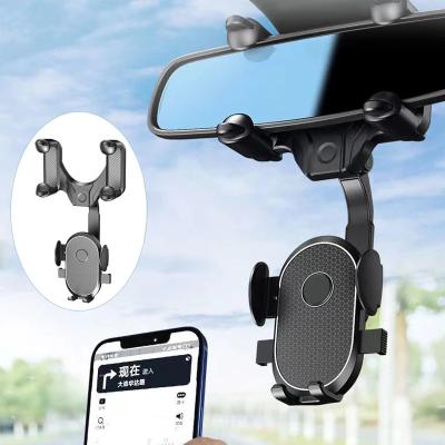 China Adjustable Adjustable Phone Holder 360 Degree Rotatable Universal Stable Clip For Car Rearview Mirror Lazy Bracket Phone Holder for sale