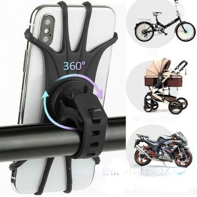 China Universal Adjustable 360 ​​Rotation Motorcycle Handlebar Mount Silicon Bicycle Phone Holder Bike Phone Adjustable Mount Holder for sale