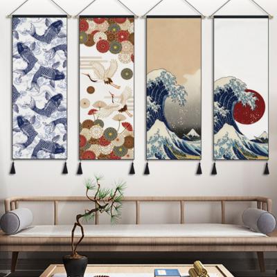 China Japanese Minimalist Decorative Canvas-Cotton Wall Tapestry Printed Sun, Moon and Stars Flower Wall Art Wedding Decoration Tapestry for sale