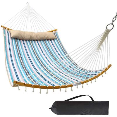 China Wooden hammock with built-in pillow high quality wooden outdoor wide top hammock large with pillows for sale