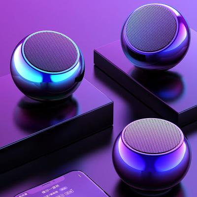 China 3D Speakers Mini Electroplating Round Steel Cannon Blue Wireless Colorful Tooth Speaker Support U Disk M3 Radio Subwoofer for sale