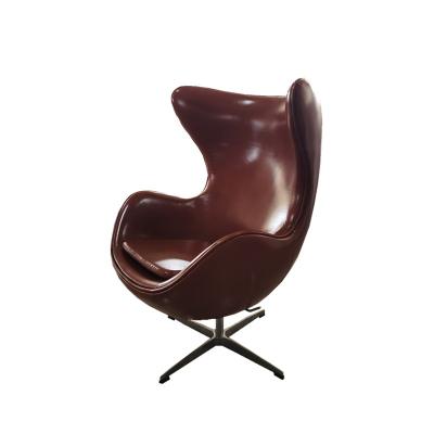 China Modern Customized Egg Shape Fiberglass Living Room Chair Leather Upholster Leisure Bedroom Lounge Chair With Aluminum Leg for sale