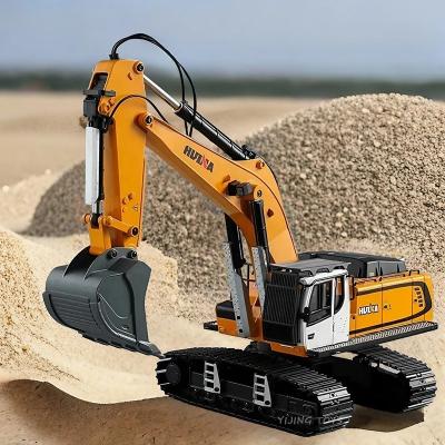 China All Metal Body Huina 1599 1/14 Scale Led All Metal Crawler RC Car Diecast Excavator Zinc Alloy Truck Hui Na Hobby Model Toys for sale