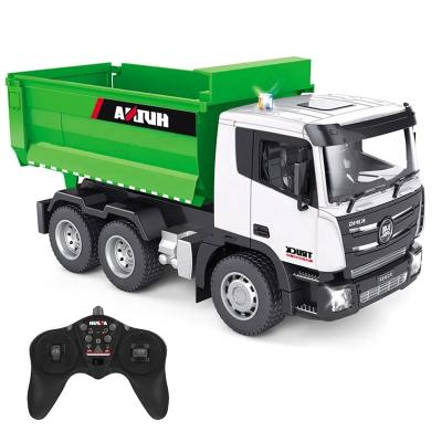 China 2.4G Scale 9CH Alloy Metal R/C Toy Car RC Dump Remote Control Radio Control 1556 Demo Diecast Engineering Dump Tipper 1:18 2.4G Huina Lorry Truck for sale