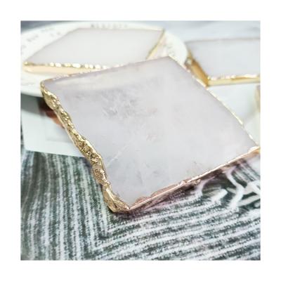 China Europe Rose Quartz Coasters With Gold Crystal Coaster Wholesale white for sale