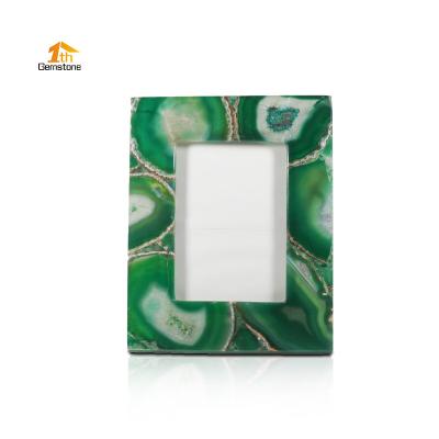 China Luxury Europe Wedding Gift Green Agate Picture Frame For Home Decoration for sale