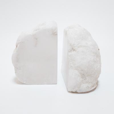 China Environmental White Crystal Agate Polishing Gem Stone Bookend for Desktop Decoration for sale