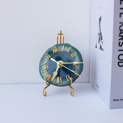 China Feng Shui High Quality Agate Gemstone Clock For Home Decoration 100% Natural Agate Gemstone Clock Show Hot Selling Piece for sale