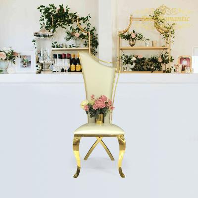 China Modern Wholesale Luxury Furniture Hotel Banquet Chairs For Wedding Event Party Gold Stainless Steel Metal Frame Wedding Dining Chair for sale