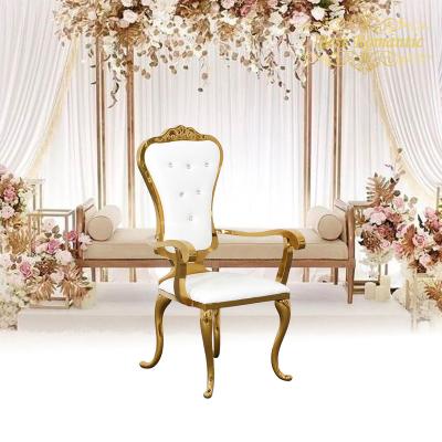 China Gold Stainless Steel Wedding Modern Rental Fancy Chair For Restaurant And Banquet With Round Back for sale