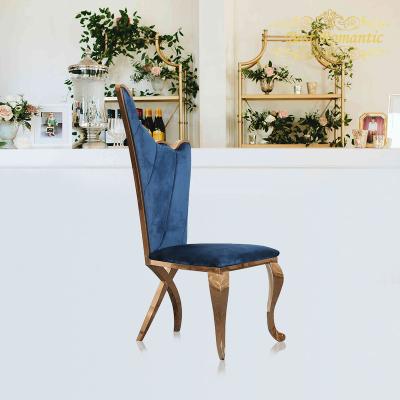 China Factory Price Modern Luxury Golden Stainless Steel Round Back Wedding Chairs for sale