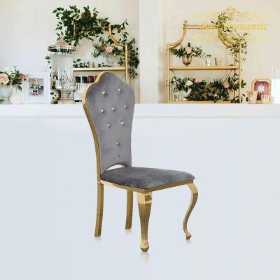 China Pretty Gold Rim Stainless Steel Stackable Modern Event Rental Outdoor Reception Wedding Chairs for sale