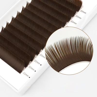 China Long Brown Natural Korean Soft Hair 0.05/0.07/0.10/0.15 Brown Faux 3d Group Eyelash Extensions Set for sale