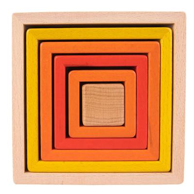 China Best Safety Children's Diy Building Blocks Montessori Educational Big Rainbow Stacking Wooden Toy for sale