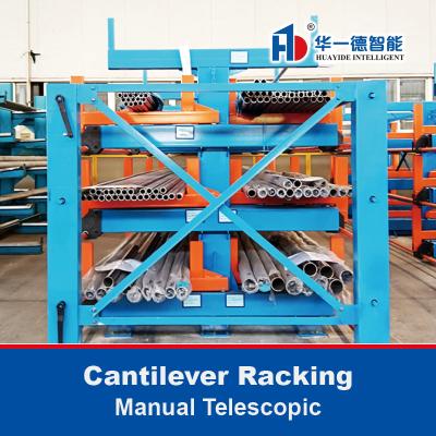 China Manual Telescopic Cantilever Rack Single Or Double Sided Cantilever Racking for Long Materials for sale