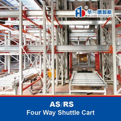 China Four Way Shuttle Cart ASRS Automatic Storage And Retrieval System 4 Way Shuttle Cart for sale