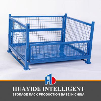 China Stackable and Foldable Storage Steel Wire Mesh Pallet Cage work bin wire mesh pallet container for sale