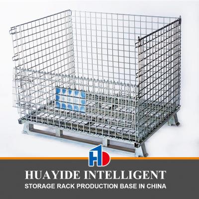 China Galvanized Wire Mesh Container Foldable Storage Cage Wire Container for sale