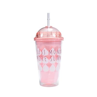 China Promotinal Gift High Quality Acrylic Double Wall Plastic Tumblers With Straw for sale