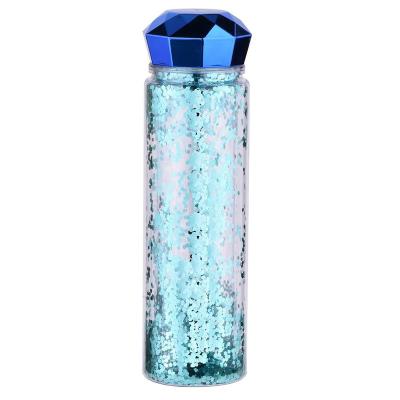 China Sustainable Factory Supply Cheap Plastic Water Drinking Bottle With Glitter for sale