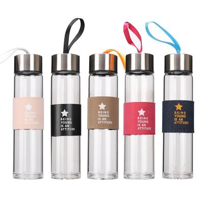 China Borosilicate Glass Sustainable Custom Water Bottle With Non-slip Design Water Bottle for sale