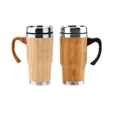 China China Sustainable Hot Coffee Product Double Wall Bamboo Stainless Steel Bamboo Tumbler With Handle Easy To Carry for sale