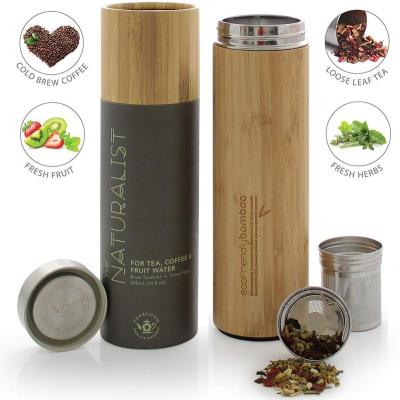 China Sustainable Hot Selling High Quality Vacuum Flask Bamboo Insulate Coffee Mug Stainless Steel Travel Drink Bottle Can Custom Logo for sale