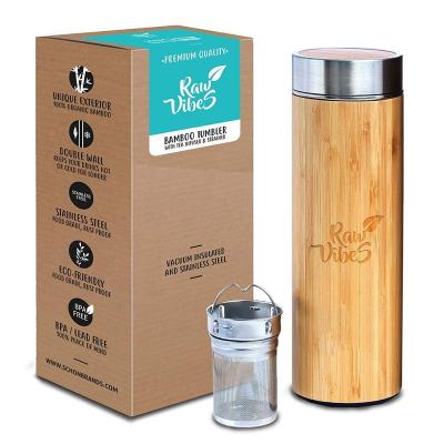 China Viable China Supplier Bamboo Insulated Stainless Steel Water Bottle Tea Tumbler Coffee Mug Customized Logo for sale