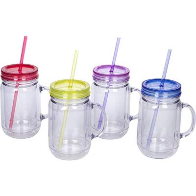 China 2021 Wholesale Contemporary Hot Sale Promotion BPA Free With Lid And Straw Handle Plastic Storage Bottles And Jars for sale