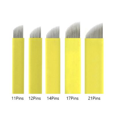 China Permanent Eyebrow Tattoo Blade 3D Flex Shape Microblading Blade 0.2mm Beveled Disposable For Manual Permanent Makeup Tattoo Pen for sale