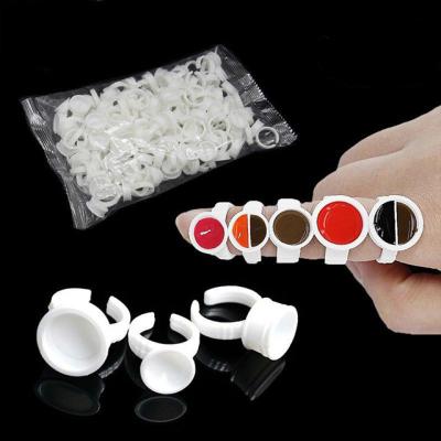 China Beauty Salon Tattoo 100pcs Ink Rings Cups Eyebrow Eyelash Extension Glue Divider Container S/M/L Disposable Permanent Makeup Dye Holder for sale