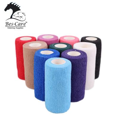 China Self Adhesive Cohesive Bandage Support Nonwoven Printed Medical Horses Dogs Cat Equine Veterinary Wrap for sale