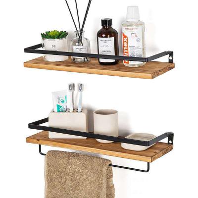 China Hot Selling (Height) Adjustable Metal Storage Wall Shelf Wall Mounted Rustic Wood Decor Frames Floating Shelves With Hooks for sale