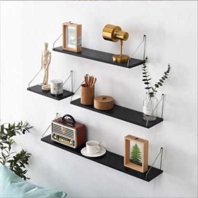 China Adjustable (Height) No Need Rustic Wooden Shelf Mount DIY 3 Tier Decor Wall Shelves Wall Punch Floating Shelf for sale