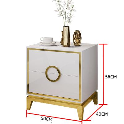 China (Other) MDF Bedroom Black White Gold Large Adjustable Storage Bedside Table Cabinet for sale