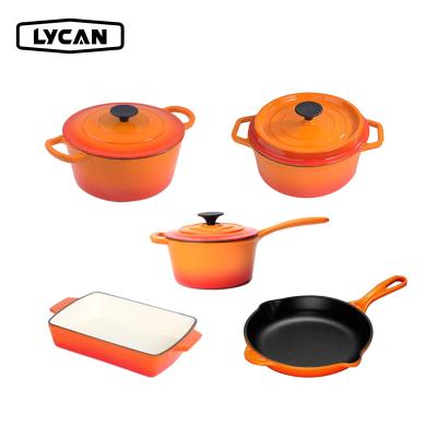 China HYXION Sustainable New Design Enamel Cookware Sets Non Stick Cookware Set Melting Cookware Set for sale