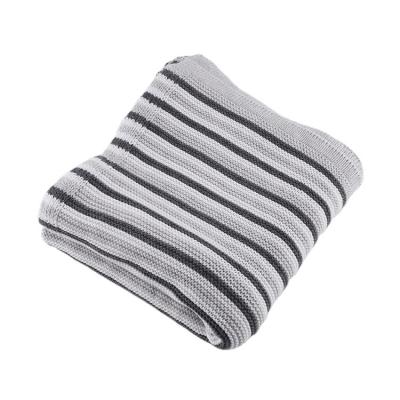 China PORTABLE Cotton Knitted Baby Blanket Square Gray Super Soft 100% Cotton Yarn Blanket / Towel Blanket for sale