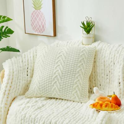 China Solid Color Farmhouse Style Anti-static Knitted Cushion Cover Fashion Home Decoration Tile Case for sale