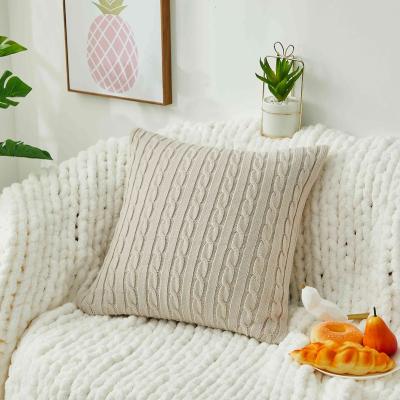 China Wholesale Home Decoration Sofa Bed Invisible Zipper Cotton Anti-static Cushion Cover Custom Knitted Pillow Cases for sale