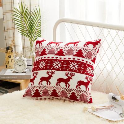 China Amaozn Luxury Hot Sale Festival Pillow Case Anti-Static Decorative Soft Copy Knitted Cushion Cover Christmas Pillow Case for sale