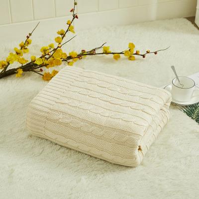 China Wholesale PORTABLE Soft High Quality Knitted Throw Blanket Custom Cotton Knitted Blanket for sale