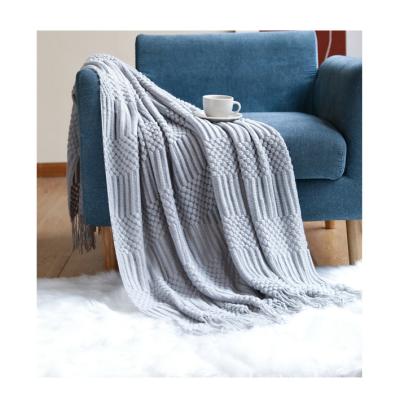 China PORTABLE Wholesale Acrylic Woven Blanket Knit Blanket Soft Custom Throw Blanket for sale